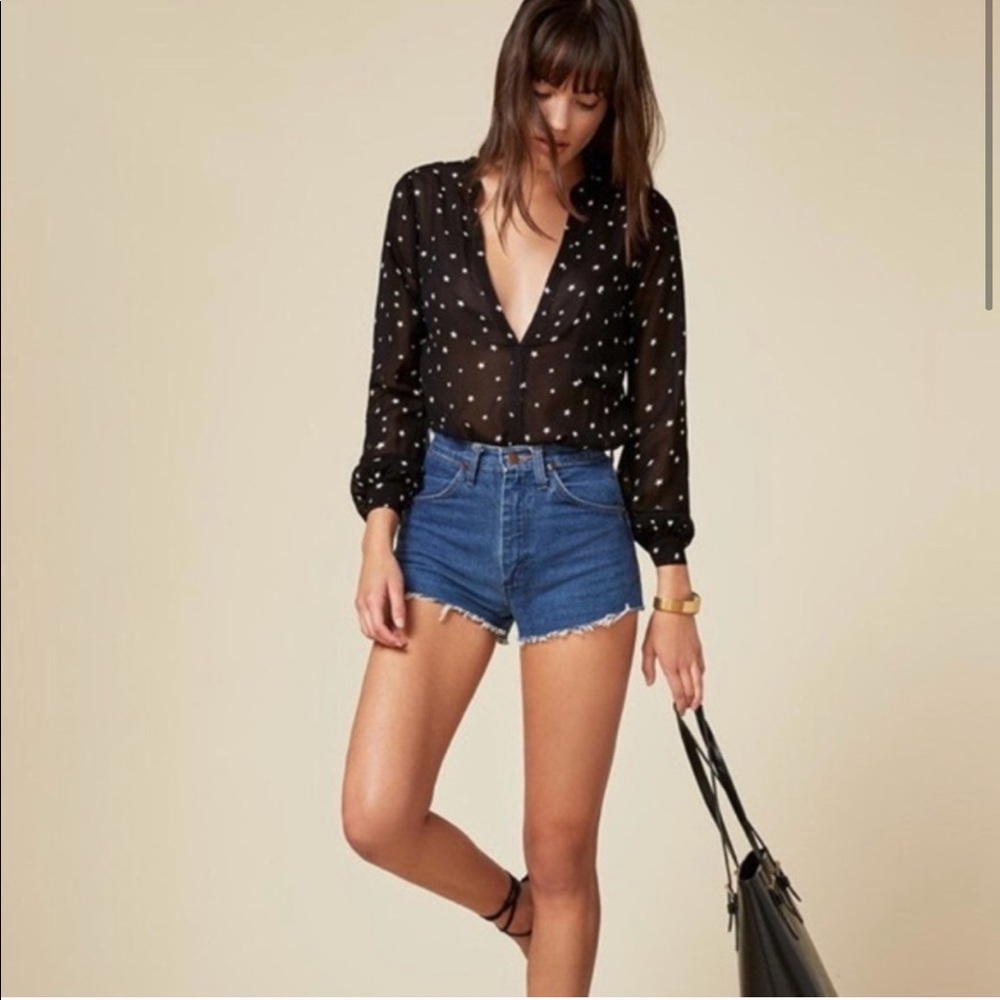 Reformation “Antibes” Blouse in Stargazer
